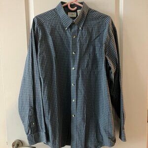 L.L.Bean vintage men's cotton plaid button-down dress shirt